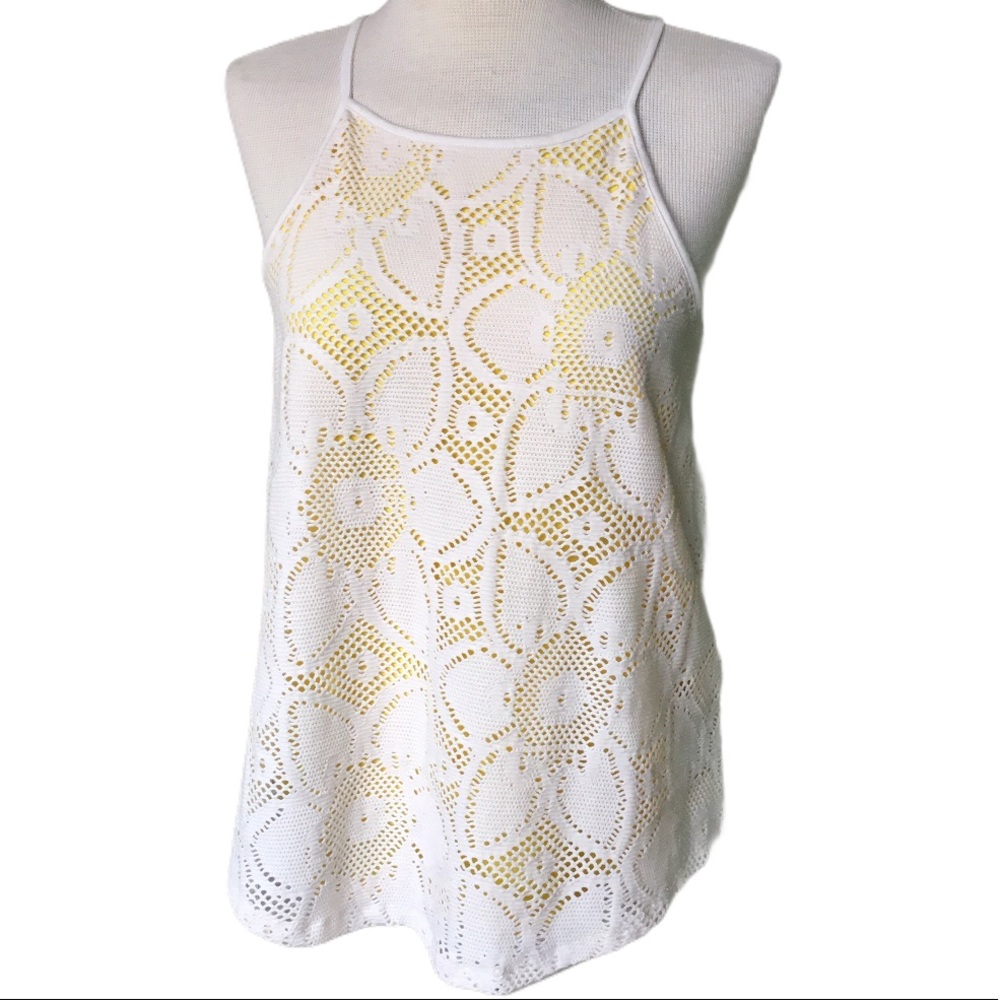 Anthropologie Lace Overlay Cosette High Neck Top - Picture 3 of 8